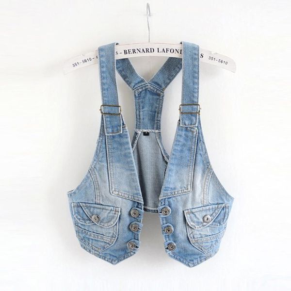 

women's vests 2021 female spring and autumn all-match slim short paragraph sleeveless denim summer vest coat waistcoat, Black;white