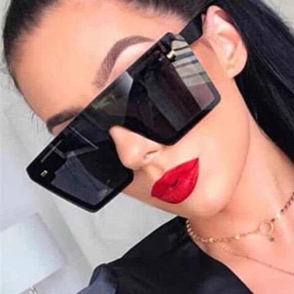 

sunglasses 2021 fashion oversized square retro gradient big frame sun glasses for women one piece gafas shade mirror clear lens, White;black