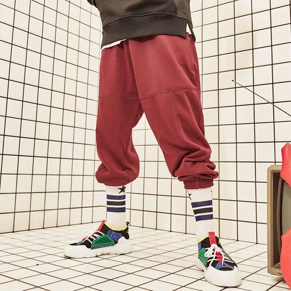 

men's pants autumn winter hip hop harem joggers streetwear men casual sweatpants loose baggy dropcrotch trousers male clothes, Black