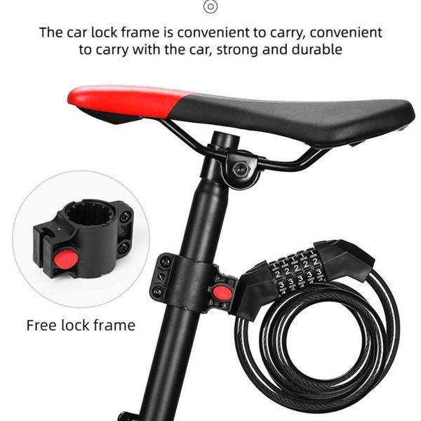 

bg-8333 bike lock 5 digit code combination bicycle 1.25m security equipment anti-theft theft protection