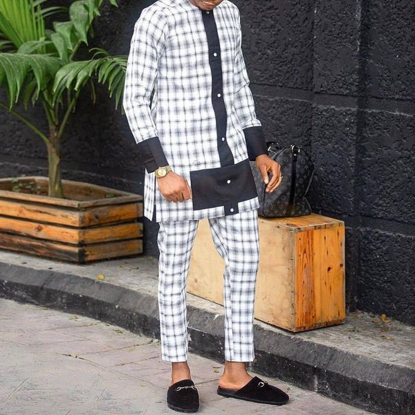 

jogging clothing 2021 striped print long-sleeved round neck cotton african style fashion casual autumn and winter men's suit, Black;red