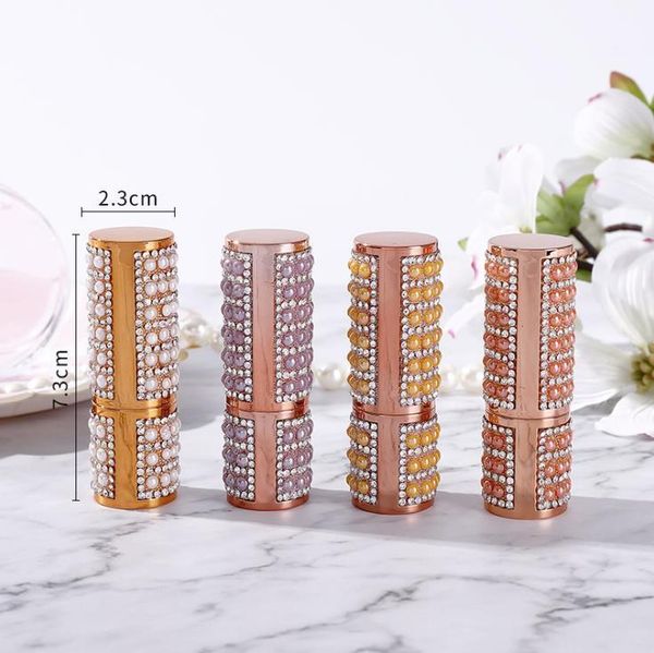 

storage bottles & jars leather lined pearl rouge tube air lipstick wrap sn1225