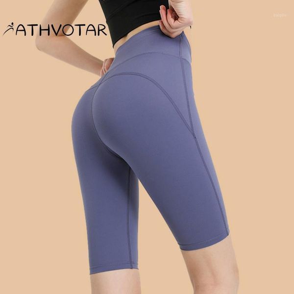 

yoga outfit athvotar shorts female back pocket high waist hip lift sport short fitness running elasticity quick dry gym clothing tights