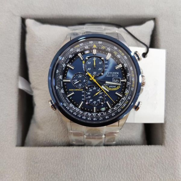 

wristwatches luxury japan brand quartz watches business casual steel/leather band watch men's blue world chronograph wristwatch, Slivery;brown