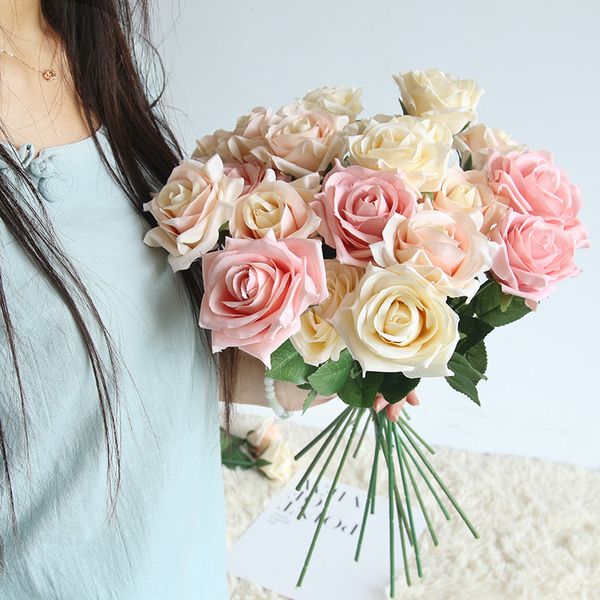 Dia 7,5 cm affascinanti mazzi di nozze artificiali Spring Flowers Rose Floristi Floral Home Hotel scrivania Decorazione