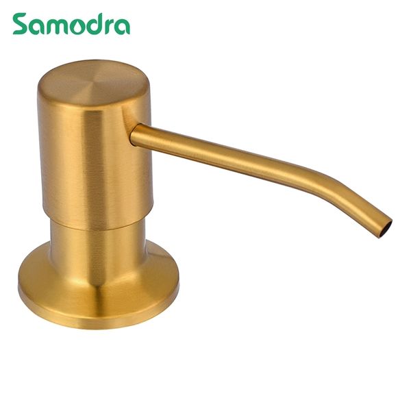 Samodra Gold Liquid Sabonete Dispenser com para pia de cozinha Premium Aço Inoxidável Bomba cabeça escovado Substituição de níquel 211206
