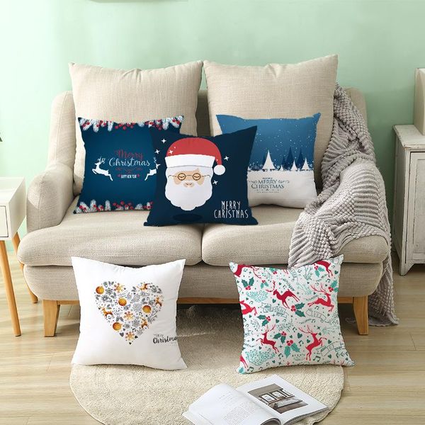 

pillow case christmas decorative elk pillowcases polyester merry santa claus throw bolster cover 45cmx45cm