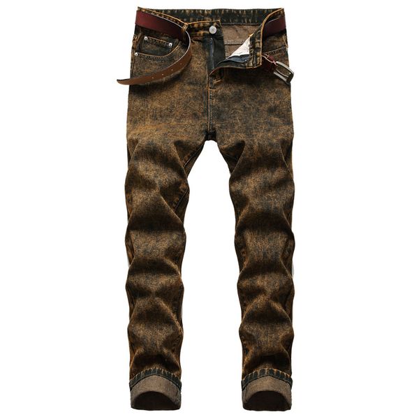 

3 colors mens jeans washed straight-leg pants vintage fashion wear asian size, Blue