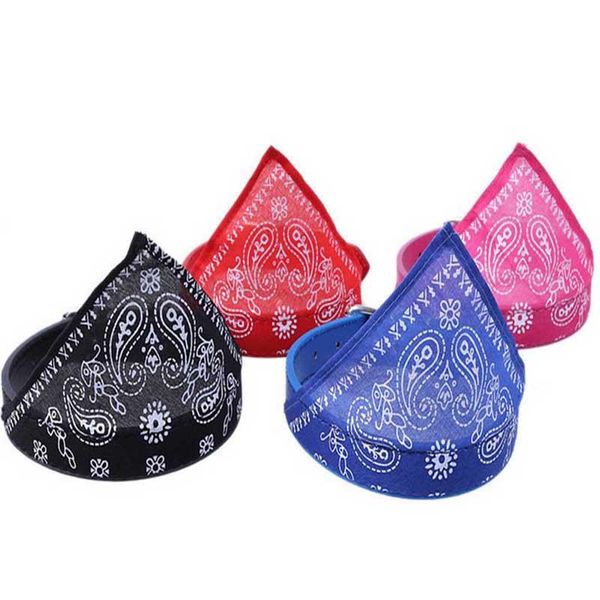 

dog collars & leashes wholesale 1pc handsome pet scarf adjustable puppy triangular bandana dogs cats collar tie leather neckerchief