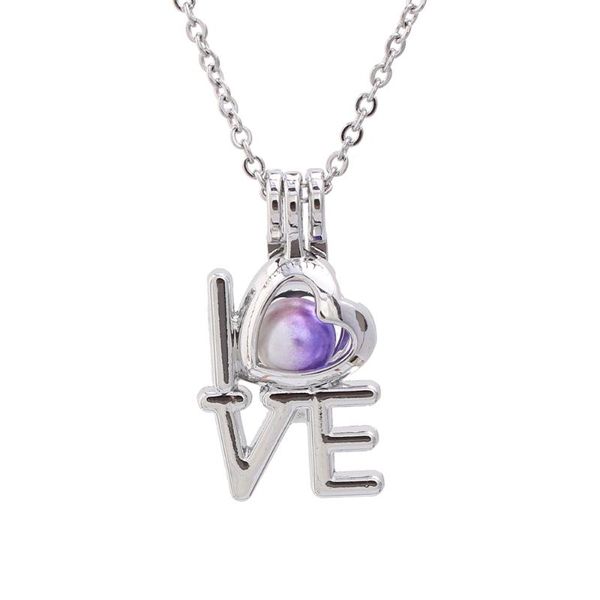 

pendant necklaces 1pc silver plated love heart pearl cages necklace jewelry diy pearls aroma perfume essential oil diffuser lockets