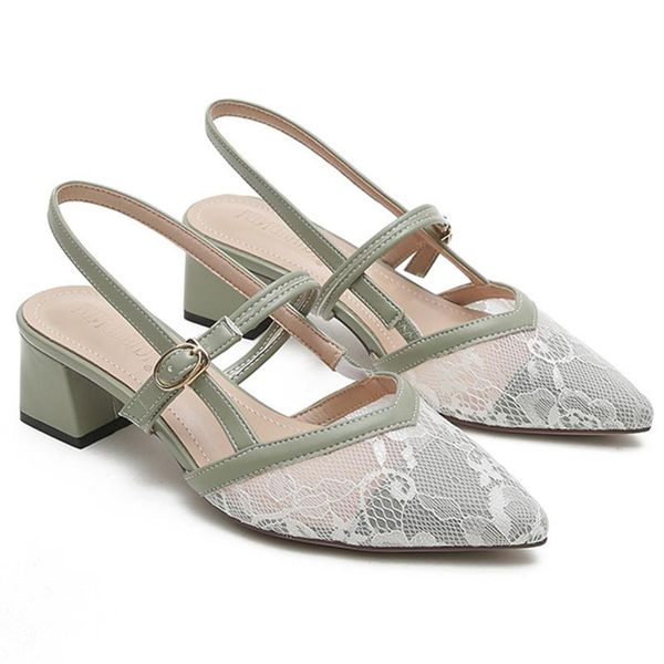 

sandals ladies pointed thick heel baotou women high 2021 summer breathable women's shoes, Black