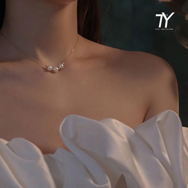 

pendant necklaces 2021 simple elegant imitation pearl gold choker necklace for woman korean fashion jewelry lady's clavicle chain, Silver