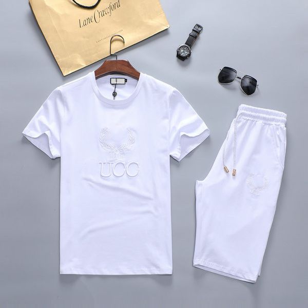 

2021 fashion tracksuit casual suit summer short sleeve shorts sport two piece men's handsome -3xl#17, Gray
