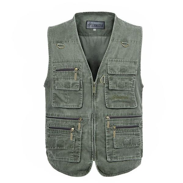 

men's vests nice oversize 7xl denim men cotton multi pocket jean jacket gilet male brand military waistcoat masculina jaquetas, Black;white
