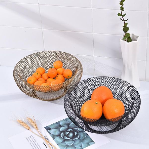 

storage baskets creative style double-layer iron fruit basket modern living room household tray dried candy snack