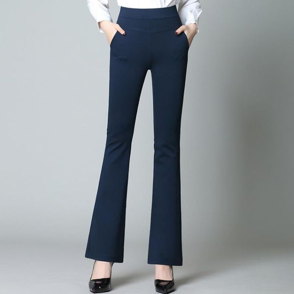 

women's pants & capris s-4xl autumn winter plus size ol business work horn skinny high waist elastic trousers fit lady pencil, Black;white