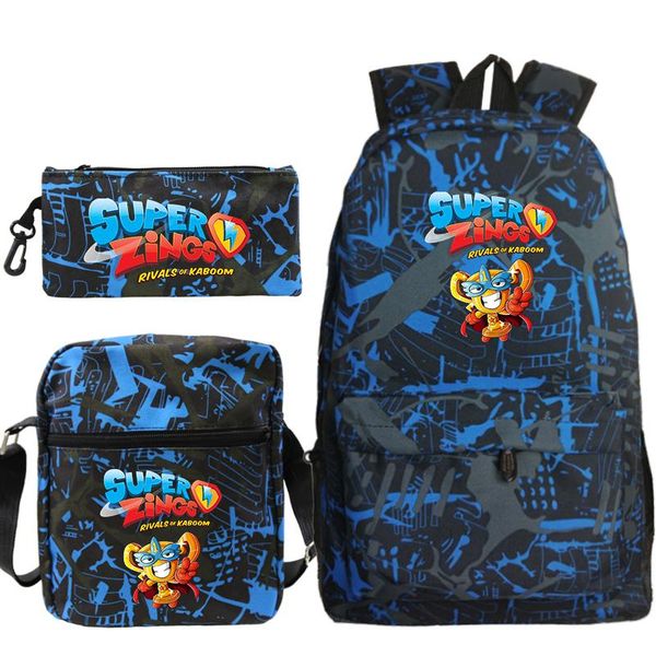 

backpack super zings 3pcs set mochila cartoon student superzings school bag bookbag travel (rucksack shoulder pen bag)