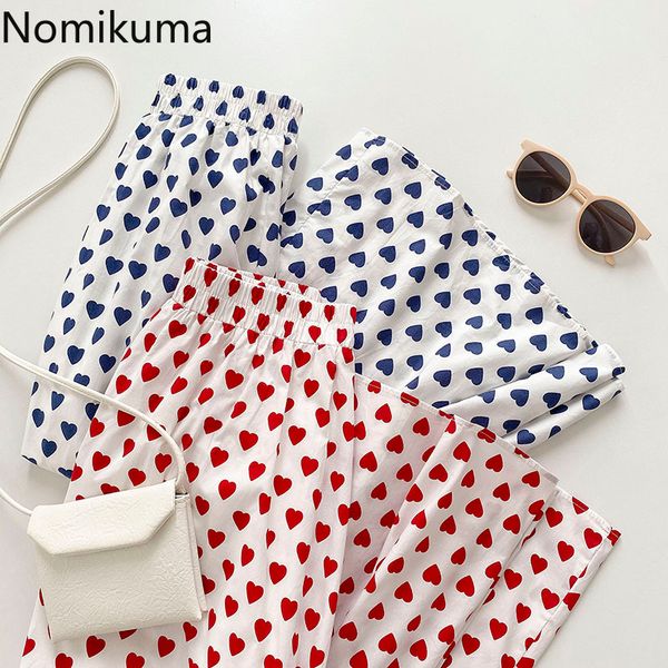 

nomikuma korean sweet a line skirt women fashion jupe love heart pattern elegant midi skirts female high waist faldas mujer 210514, Black