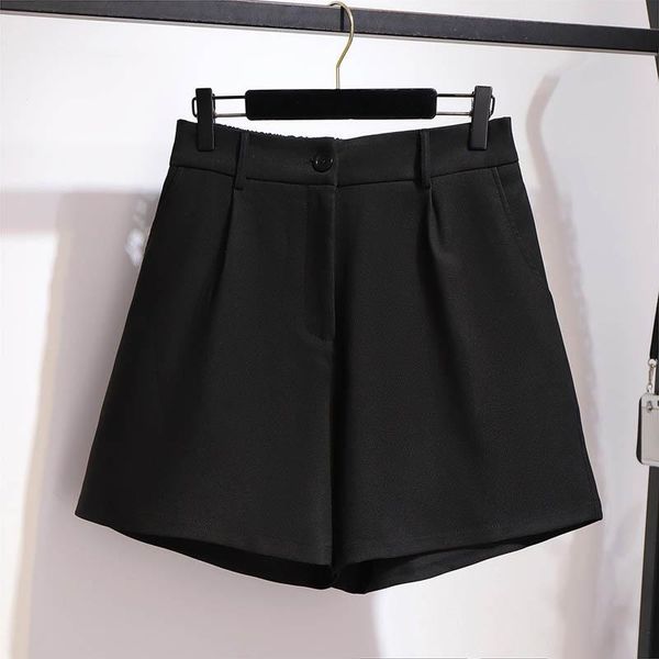 

summer a-line shorts women plus size waist 110-145cm hip 153cm 5xl 6xl 7xl 8xl 9xl wide leg black color women's, White;black