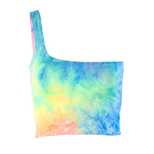 

women's tanks & camis sofkiny womens tie dye crop one shoulder bandeau colorful slim fit tank, White