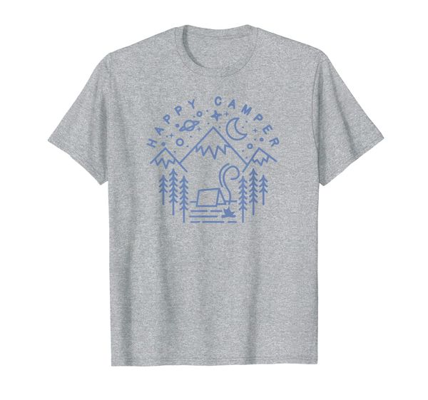 

camping shirt happy camper line art hiking gift 2, White;black