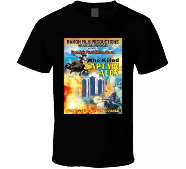 

who killed captain alex ugandan funny action movie fan t shirt, White;black