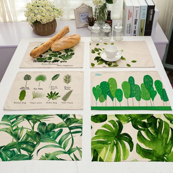

mats & pads washable tropical plants cotton-ramie placemats
