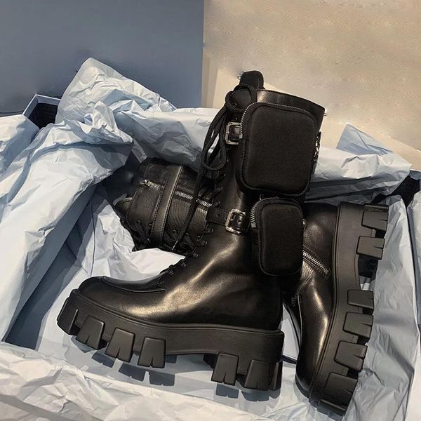 

boots british pine cake thick bottom medium straps catwalk long female 2021 buckle high, Black