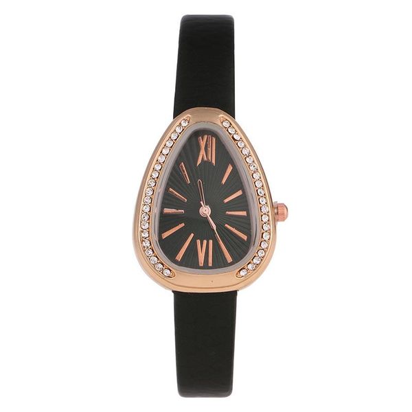 

wristwatches relogio feminino women watches triangle diamond snake-shaped design rhinestone roman ladies watch leather quartz, Slivery;brown