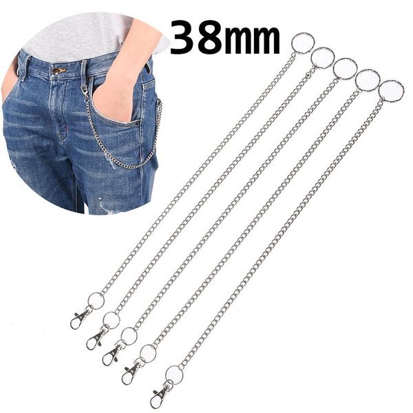 

keychains long metal wallet belt chain rock punk trousers hipster pant jean keychain ring clip keyring men's hiphop jewelry, Silver