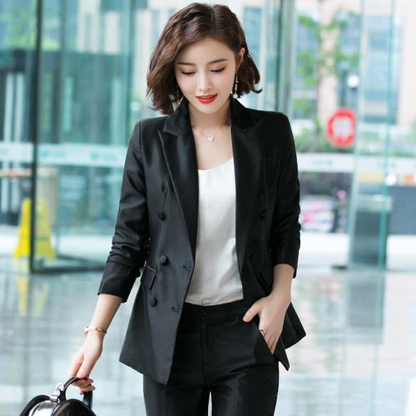 

office work women blazer suits ol woman pants suit blazers jackets trouser female two pieces set plus size women's piece, White