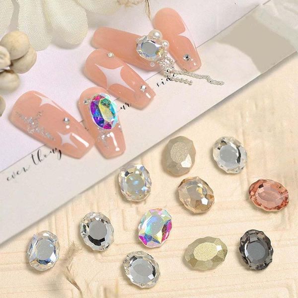 

nail art decorations ptk52 20pcs gem glass stone diamond oval crystal 3d jewelry rhinestone k9 cabochons,7676-uy, Silver;gold