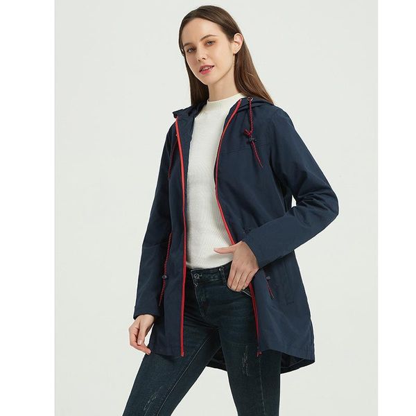 

women's trench coats windbreaker long coat 2021 autumn winter british temperament medium korean jacket wear, Tan;black