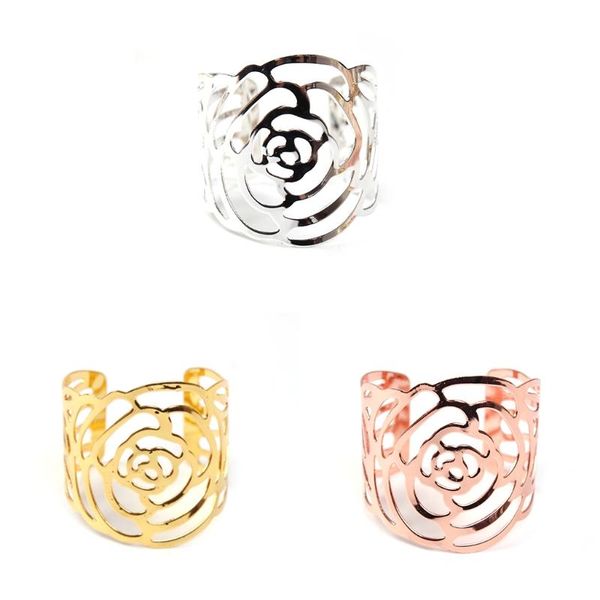 

napkin rings l38a 12pcs hollowing rose wedding buckle high-end restaurant table decor ring