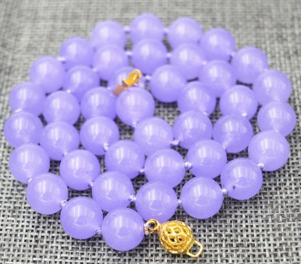 

chains beautiful 8mm natural purple jade round gemstone beads necklace 18'', Silver