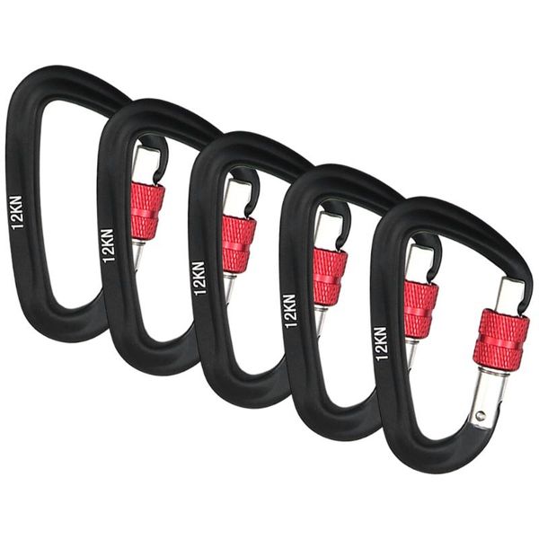 

cords, slings and webbing 5pcs carabiner with screw lock gate 12kn heavy duty clips for hammocks camping hiking climbing equipment