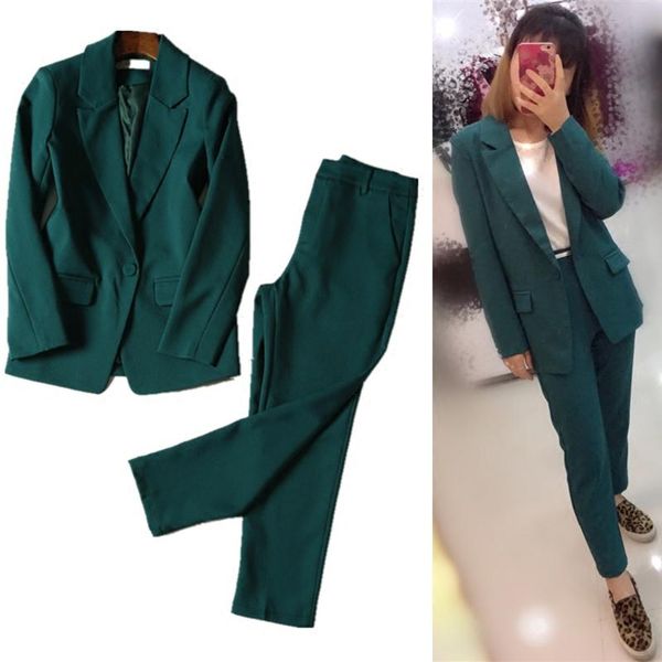 

women's suits & blazers fall fashion small suit jacket trim thin a buckle temperament casual nine-cent pants, White;black
