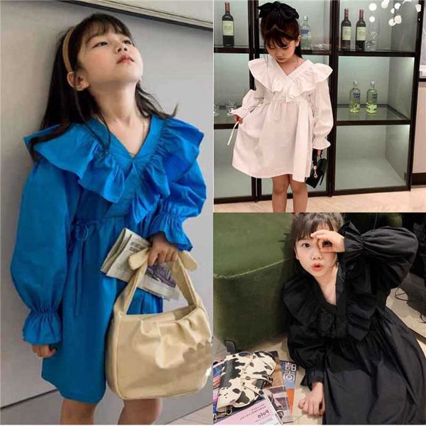 Fashion Girl Dress Spring Princess Kis Ruffle Abiti Bambini Abbigliamento casual Abbigliamento Breve Abbigliamento per bambini 2-7 anni Q0716