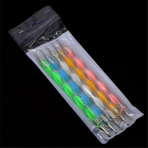 

dotting tools 5pcs marbleizing manicure nail art pen for uv gel rhinestone dot brush., Silver