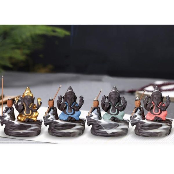 

fragrance lamps ceramic elephant god incense burner backflow sticks cones censer