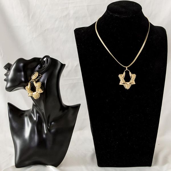 

earrings & necklace hexagram shaped exquisite style golden color necklaces and jewelry set wedding party attendance design, Silver