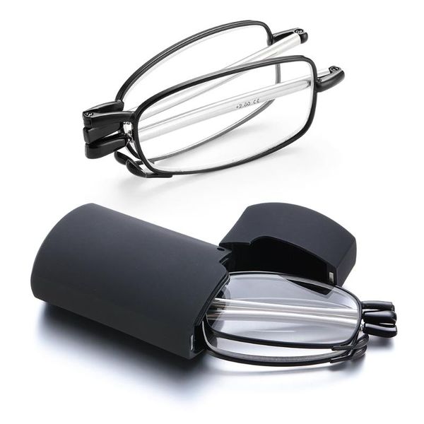 

sunglasses portable folding reading glasses with case men women rotation presbyopia eyeglasses +1.0 +1.5 +2.0 +2.5 +4.0, White;black