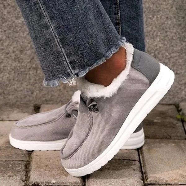 

boots rimocy fashion cross strap fur warm snow women solid short plush winter ankle ladies big size flat cotton shoes 43, Black