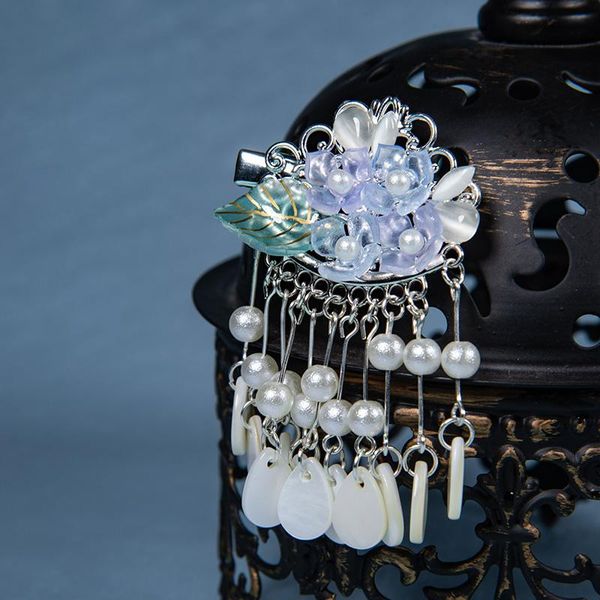

party masks white shell tassel flower hanfu hair clip antique beautiful lolita hairpin cosplay ancient style classical accessories