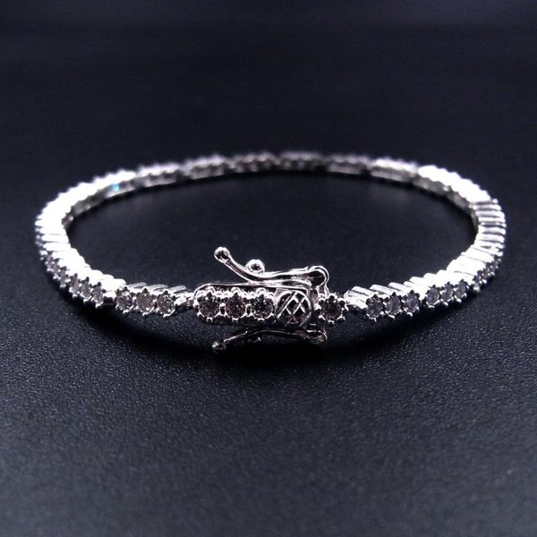 

tennis 925 sterling silver with rhodium plated bracelet, Golden;silver