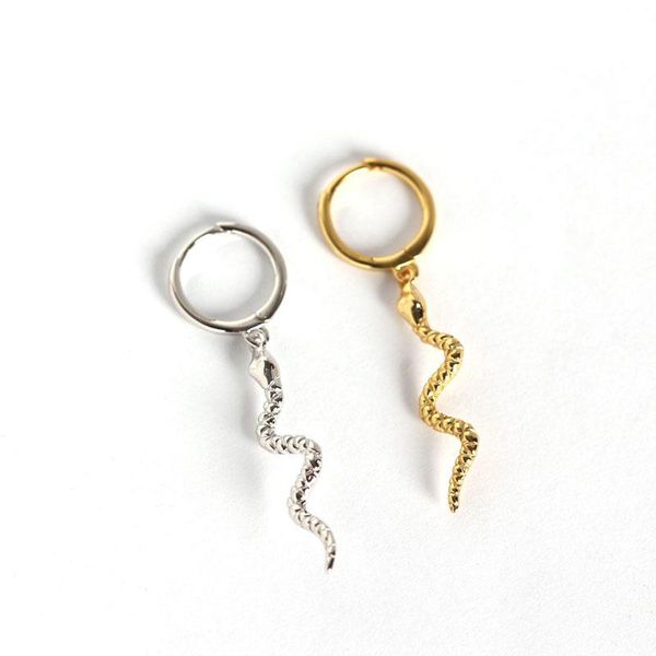 

hoop & huggie 2021 simplicity trend metallic gold-plated snake earrings vintage gold for women girls lady man fashion jewelr, Golden;silver