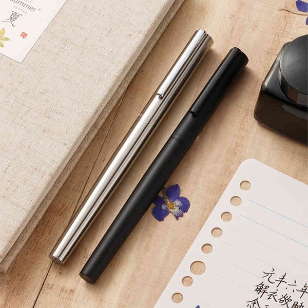 

1pc jinhao fountain pen fine/fine nib stainless steel matte black full metal ink pens for writing school office stationery