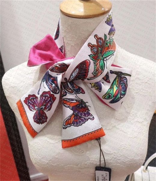 

designer classic silk handbag bag scarf headbands women letter flower silk scraves grade silk bag scarf hair bands 8x120cm, Blue;gray