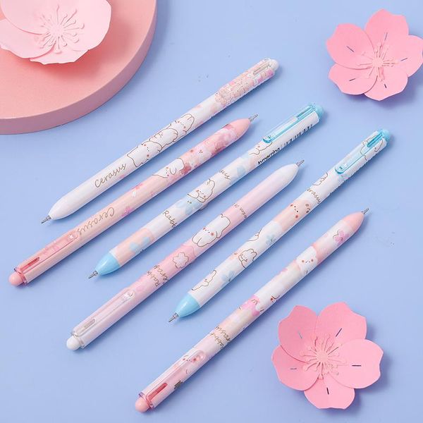 

6pcs gel pens set cute cartoon 0.5mm sweet girl black color ink office school writing kawaii stationery