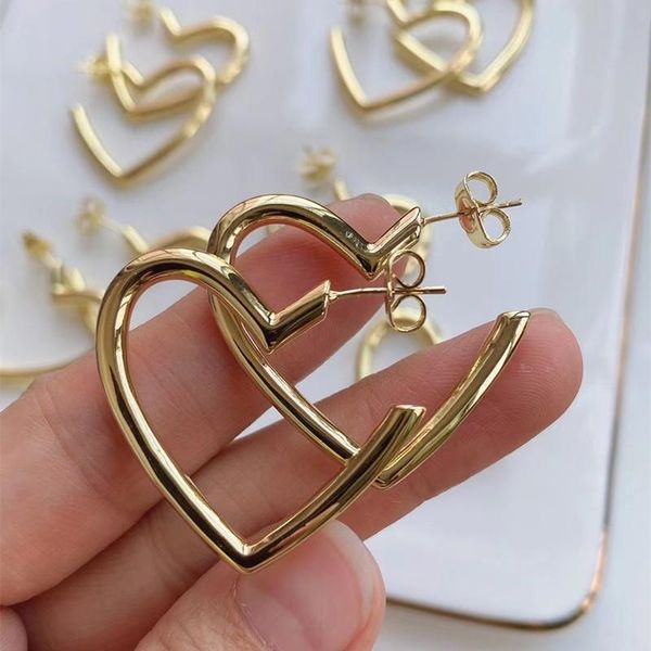 

hoop & huggie design earring brass gold color plated heart for women girl, Golden;silver
